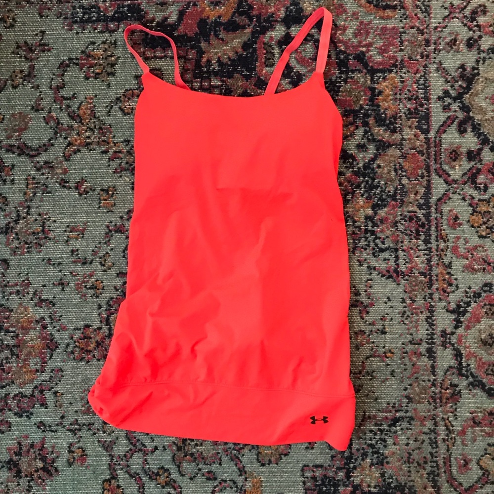 under armour open back tank w built in bra